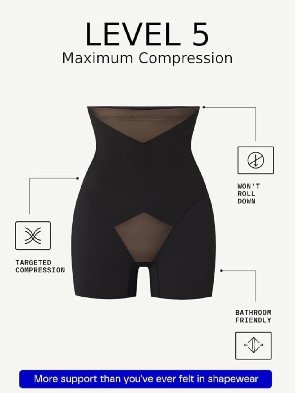 HONEYLOVE SuperPower Girl Short -High Compression Tummy Control Shapewear - Picture 2 of 7